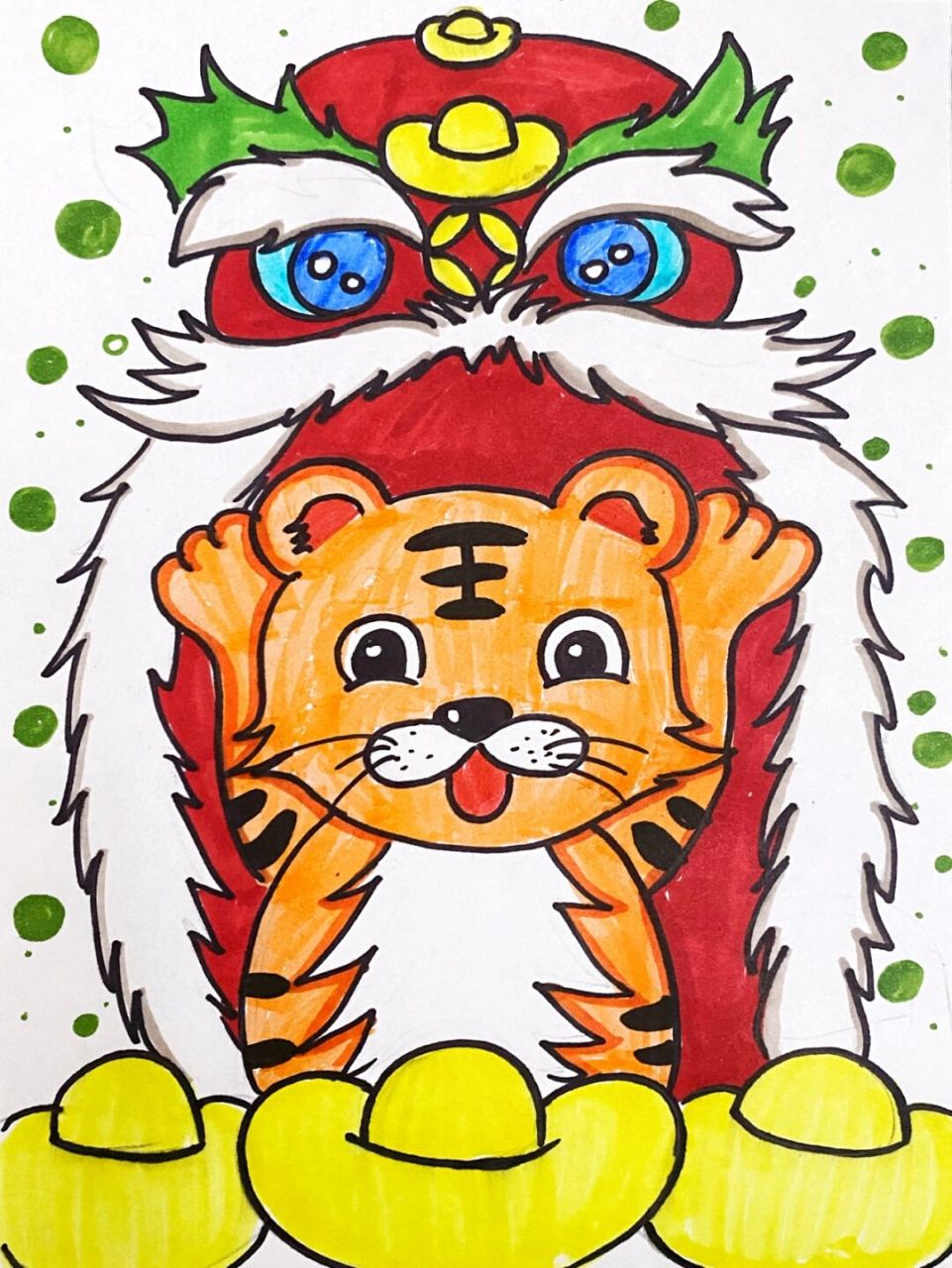 虎年主题画三年级图片