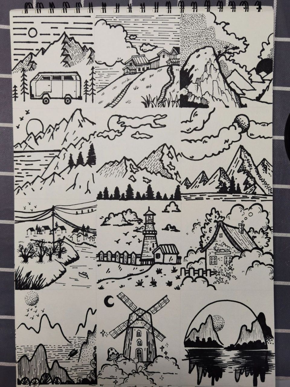 景物/风景简笔画(一)Ⅰ黑白简笔画Ⅰ临摹 景物简笔画(一) 这周简笔画