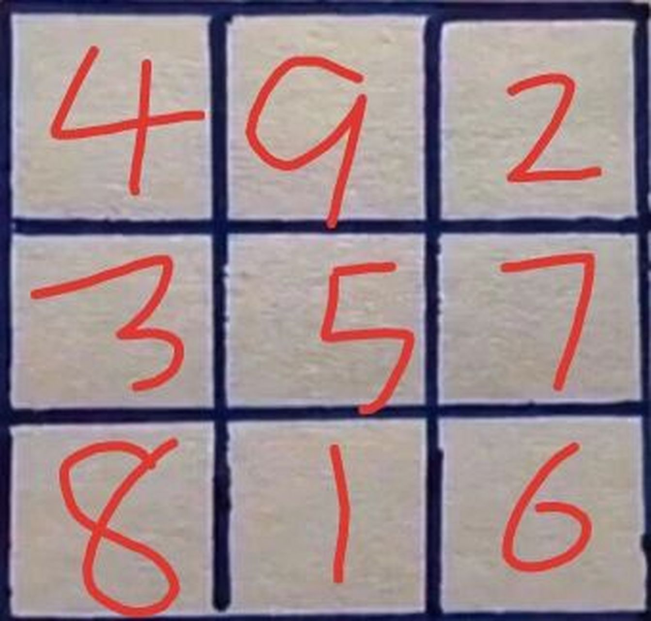 数学考试偷分计巧  在九宫格上按顺序写这几个数,装口袋里,考前想象