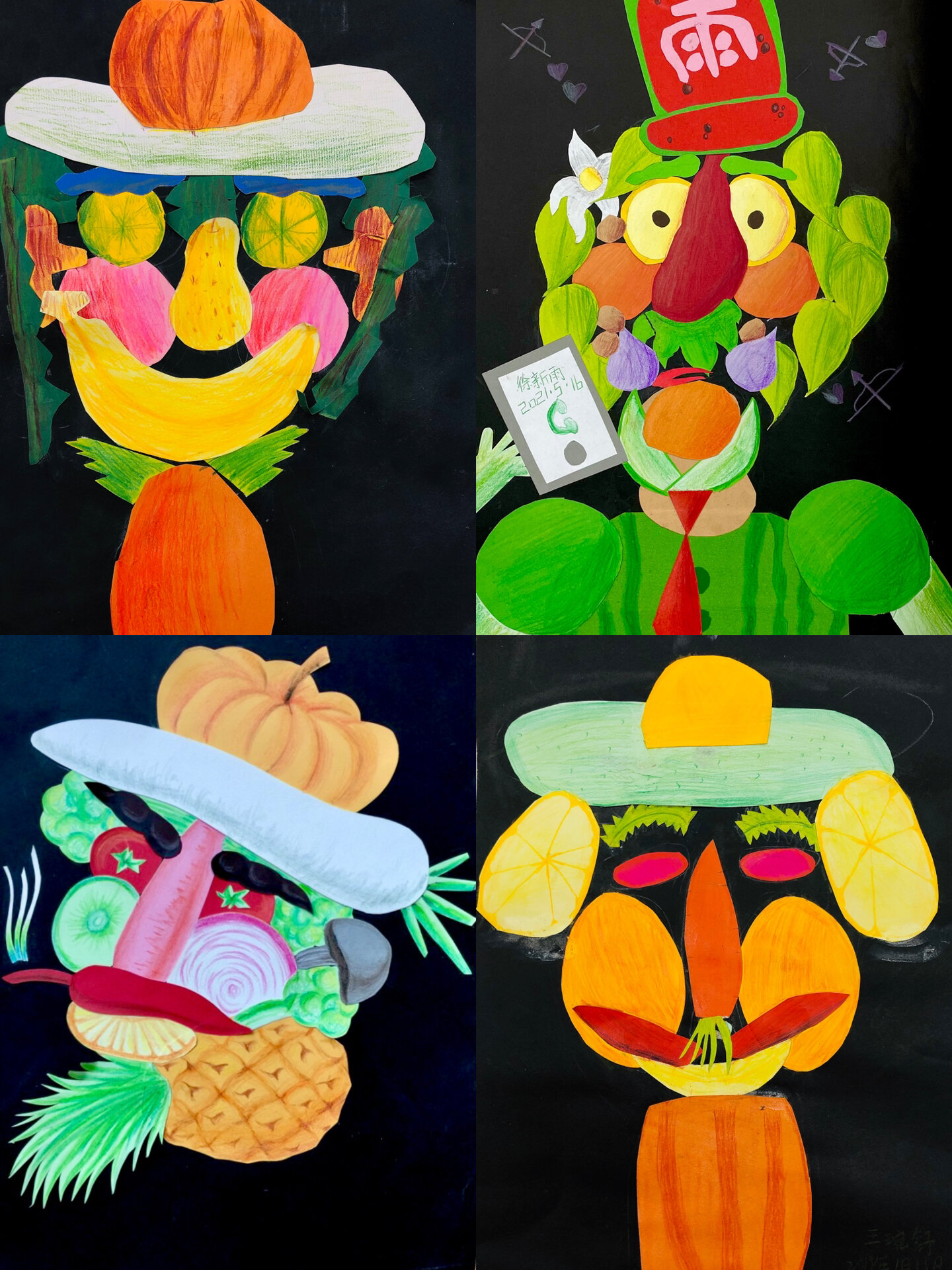 蔬菜水果拼贴的肖像画