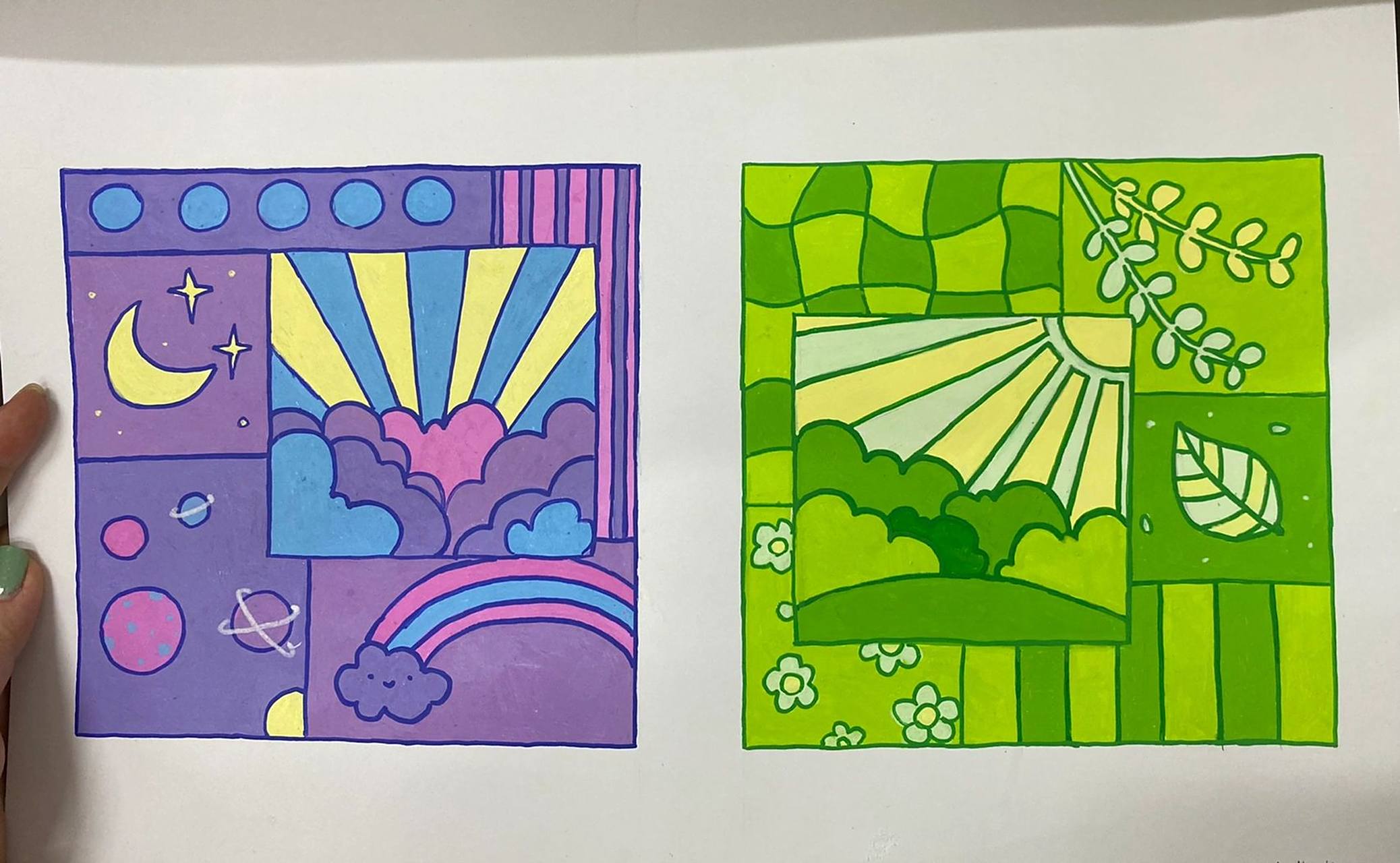 色彩构成对比色类似色 左图是临摹 抱歉打扰了!