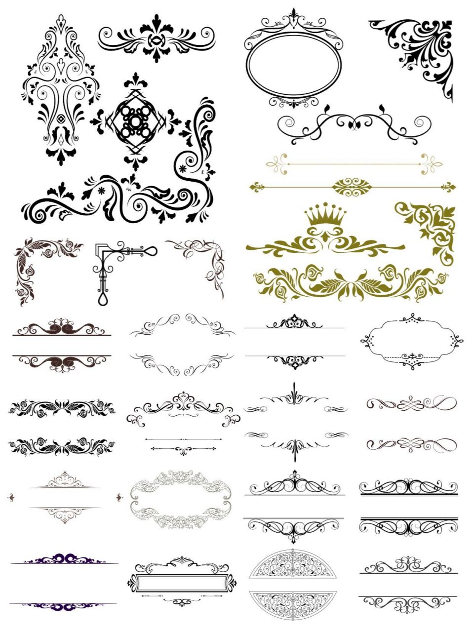 180素材|古典欧式花纹边框素材 png🌹 今天分享几组经典欧式花纹,免
