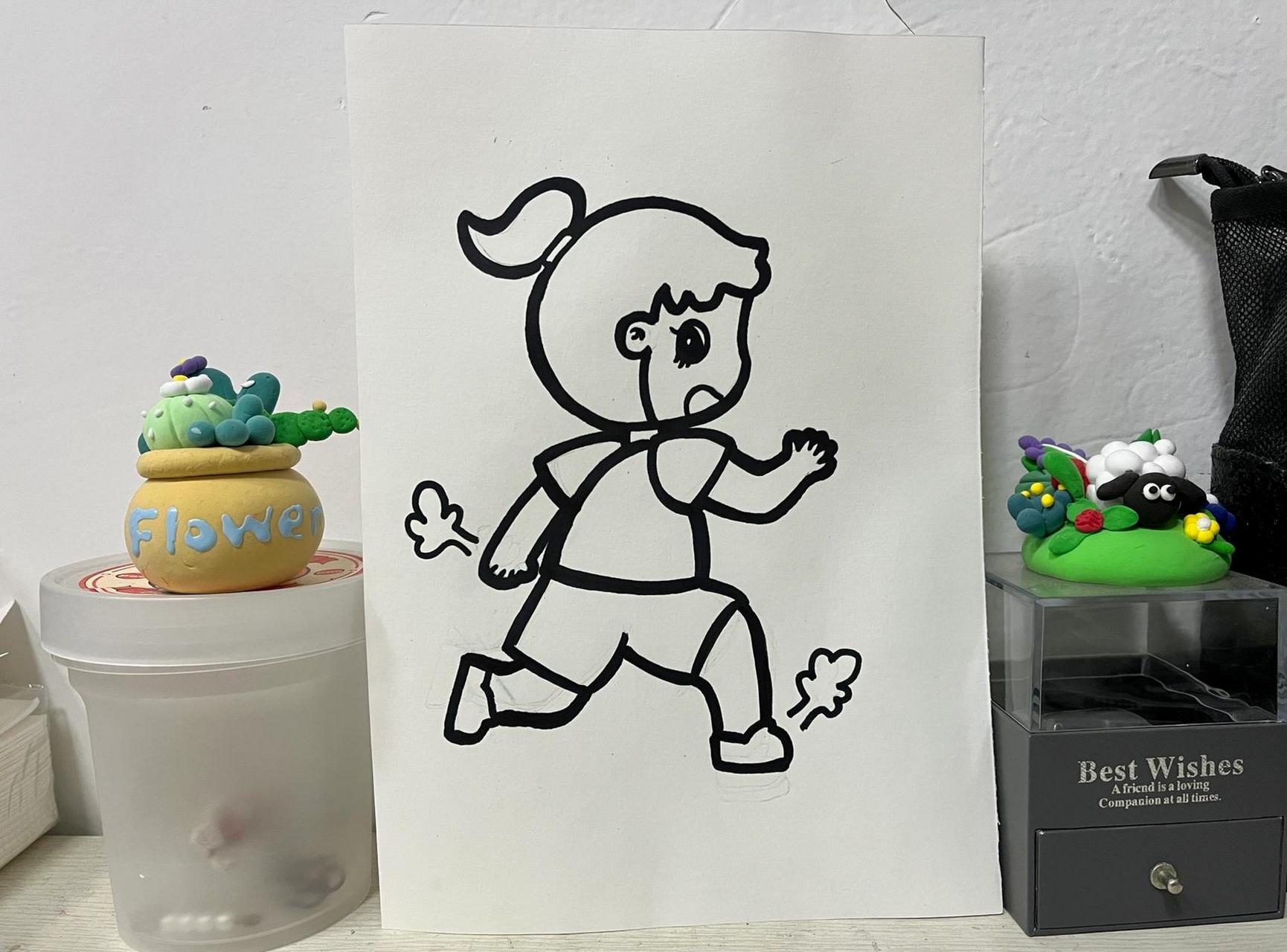 儿童人物简笔画练习:跑步 打个卡