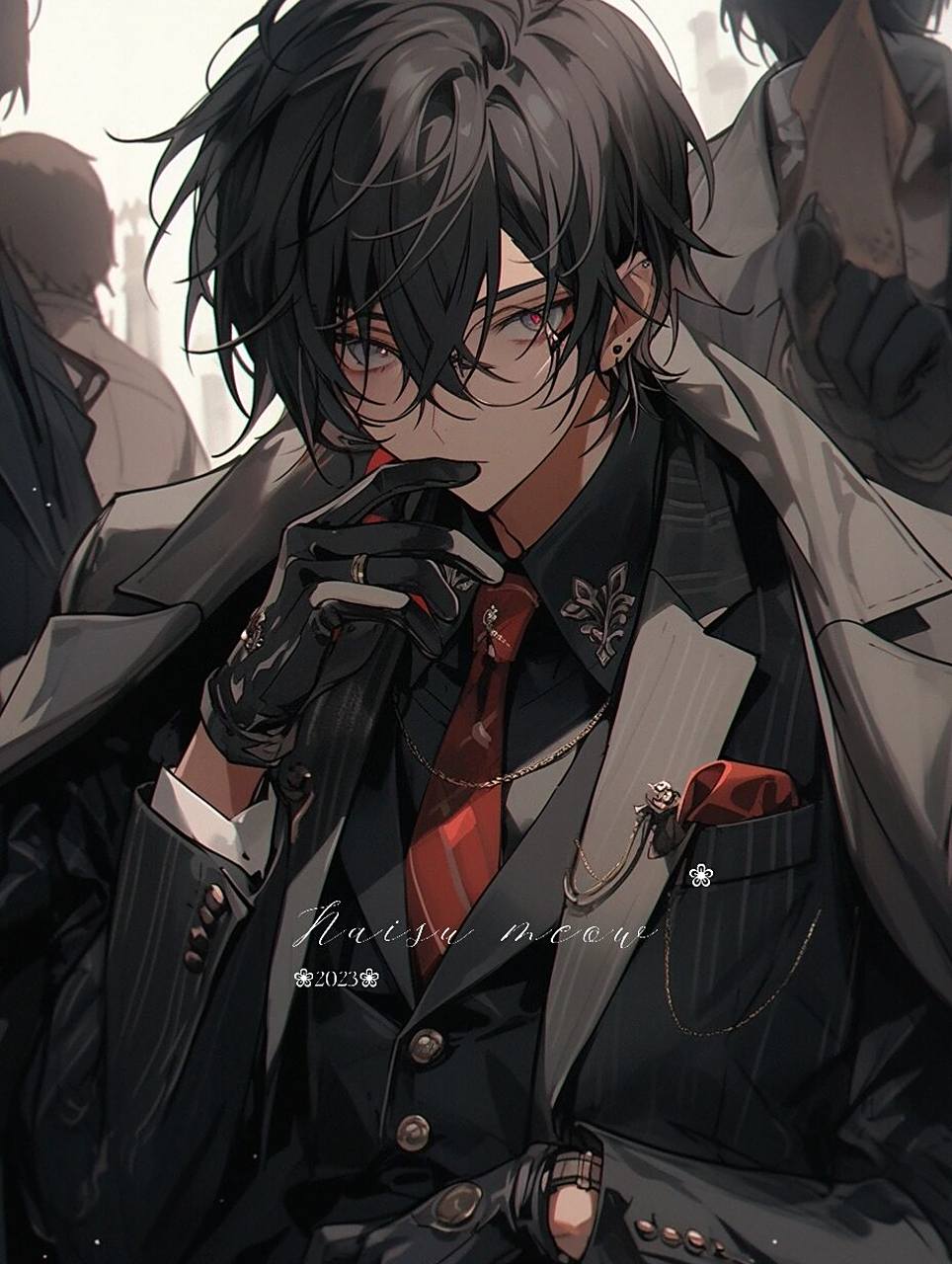 西装男神|帅气红黑配色不羁少年男头 超正点西装男神7815  02