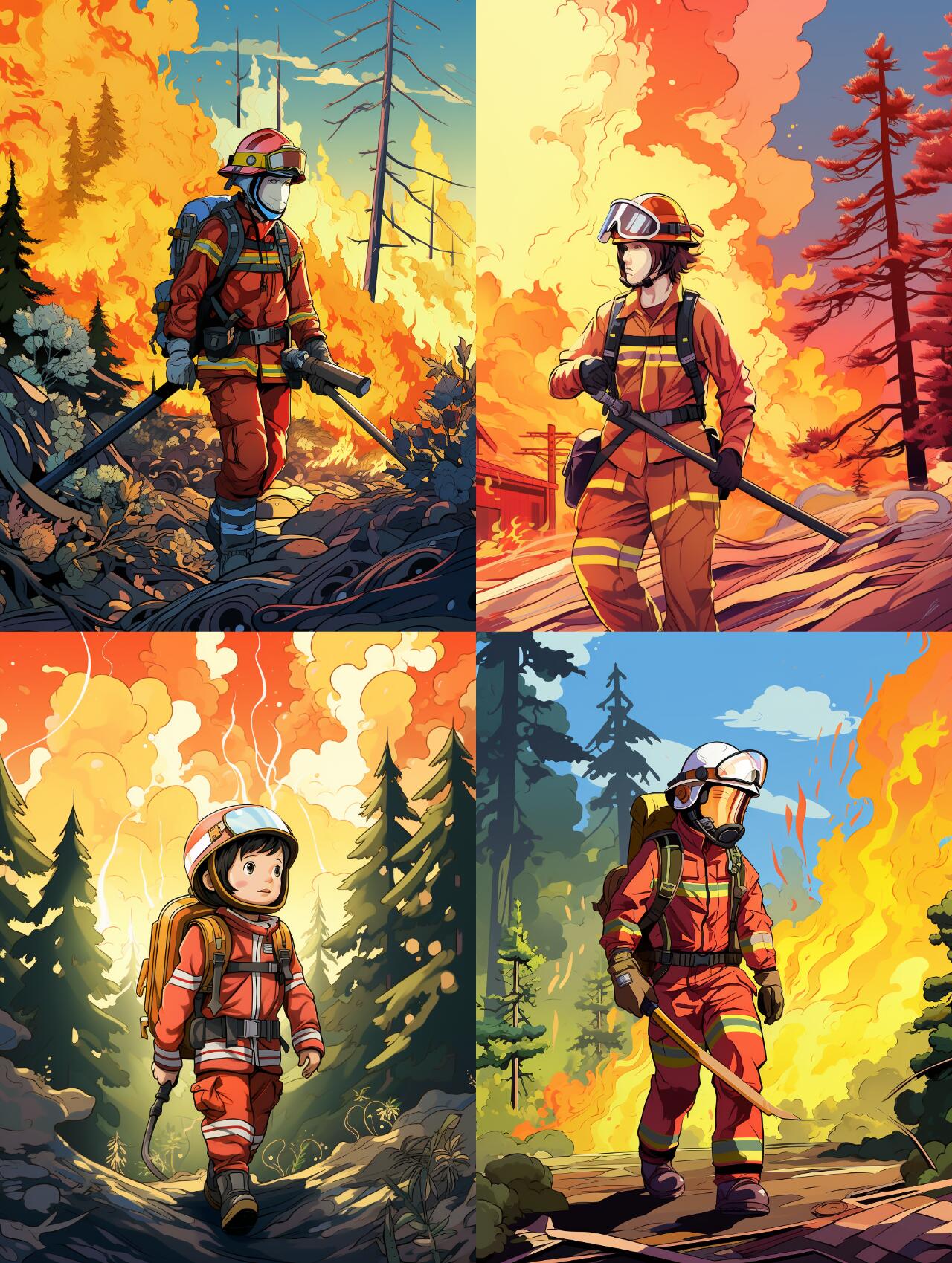 消防宣传消防员儿童画素材供参考 筑牢防火屏障,守护绿水青山,致敬在