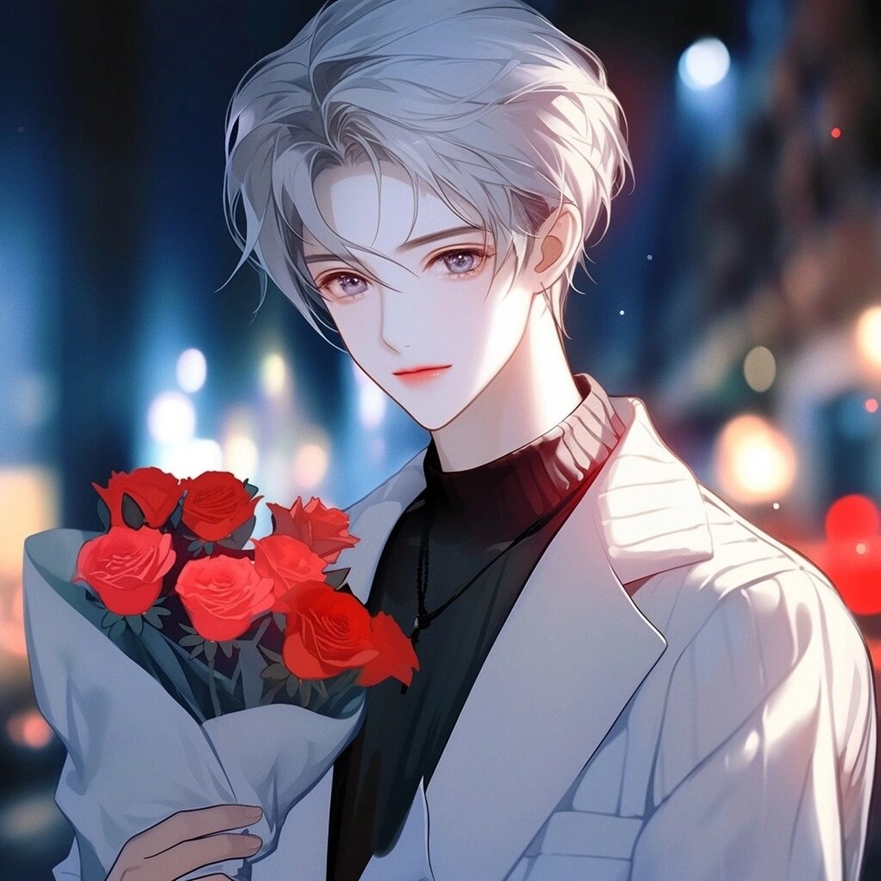 总有人手捧鲜花为你而来|情侣头像|情头