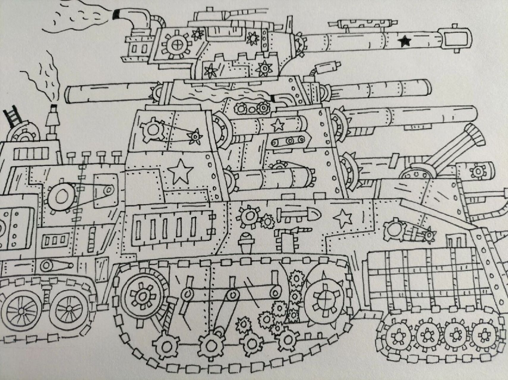 临摹小朋友的坦克画