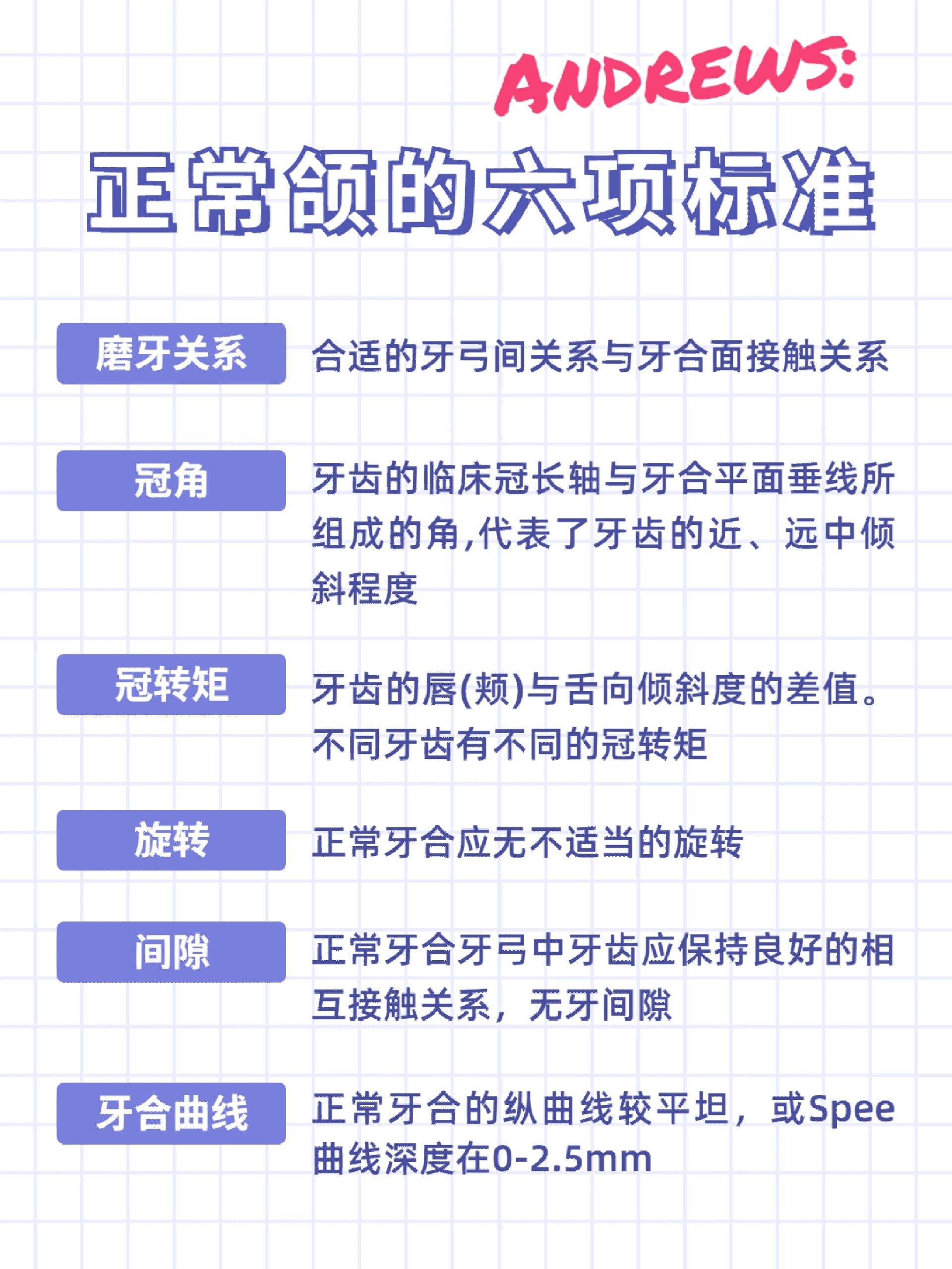 andrews:正常颌的六项标准 磨牙关系:合适的牙弓间关系与牙合面接触