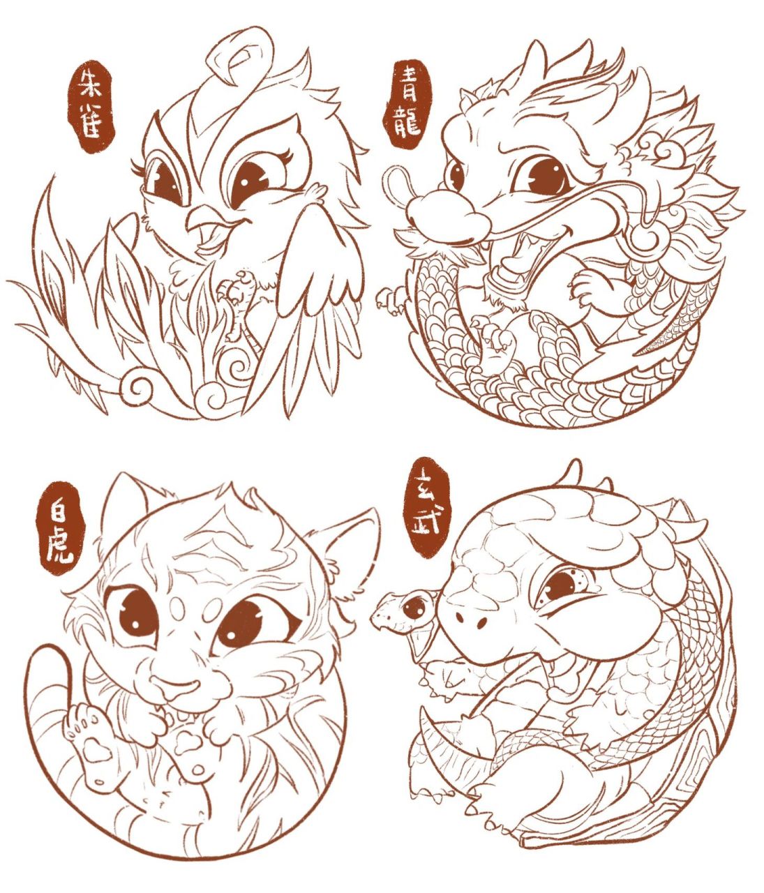 猛宠合集-四大神兽篇|速写练习|临摹画day 03继恐龙之后一直想再画