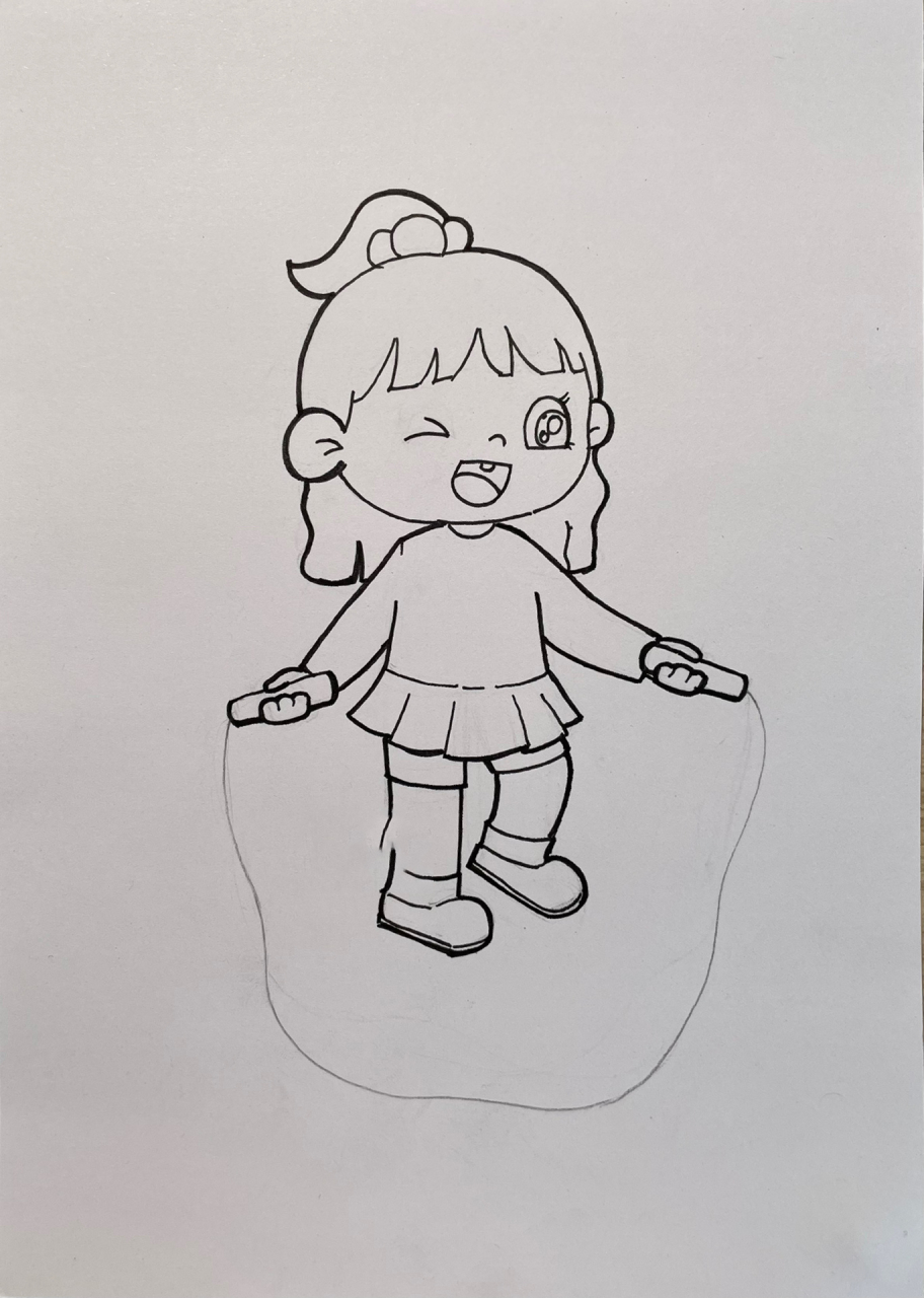 跳绳的女孩 儿童简笔画 只要不限制具体的动作要求, 这个女孩对 99