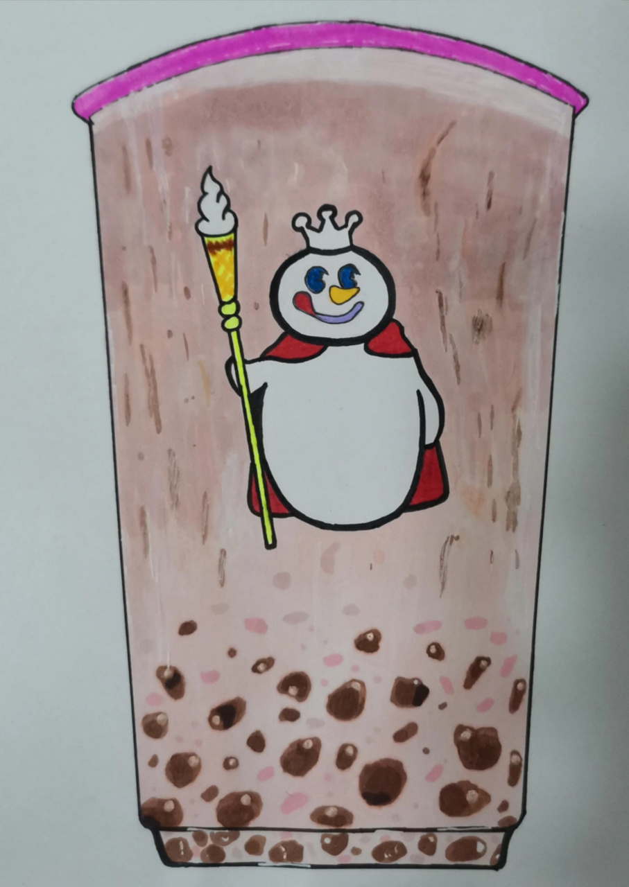 99 今天我来教大家如何手绘一杯超级可爱的蜜雪冰城奶茶简笔画!