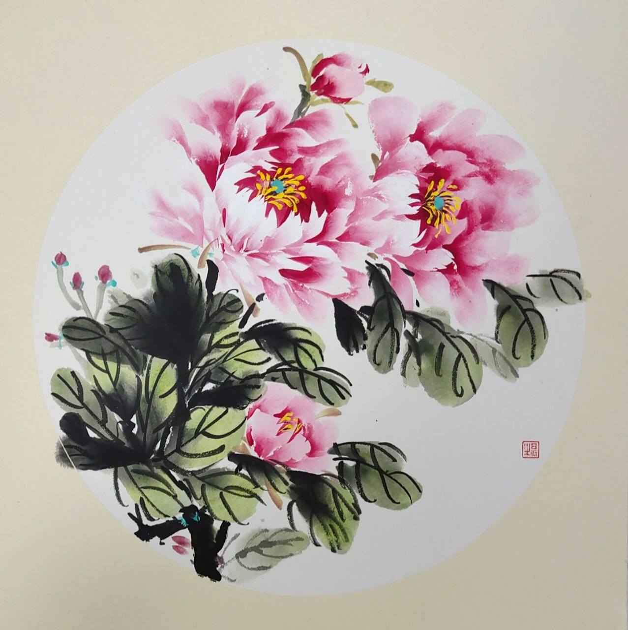 国画圆形卡纸九宫格 九幅你比较喜欢哪一幅