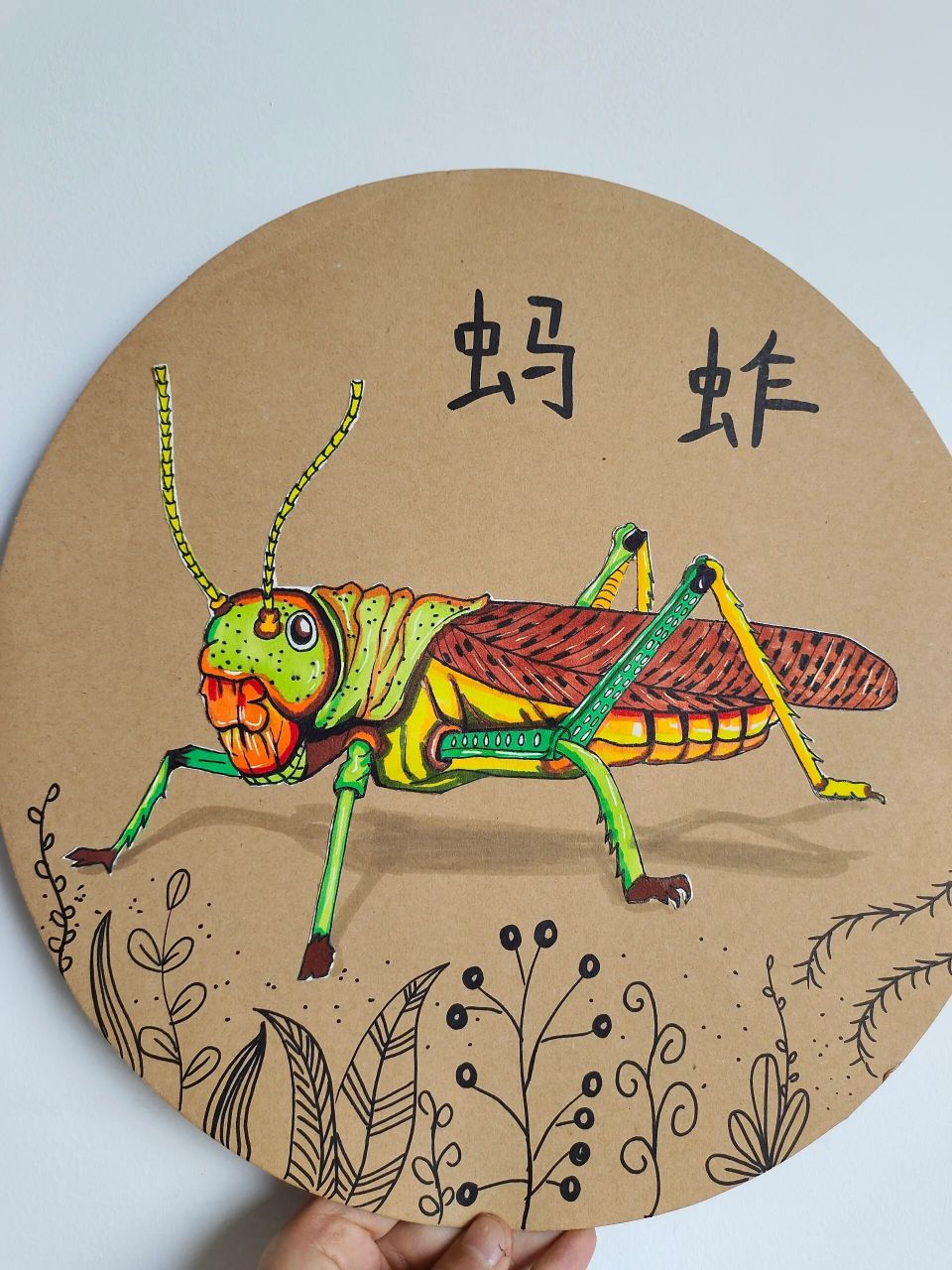 《蚂蚱写生》创意儿童画 创意儿童画     蚂蚱 蚂蚱