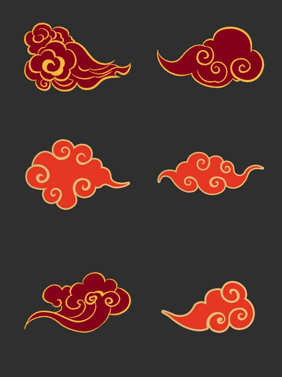 中国风烫金祥云|7815云纹装饰免扣素材 晚上好!