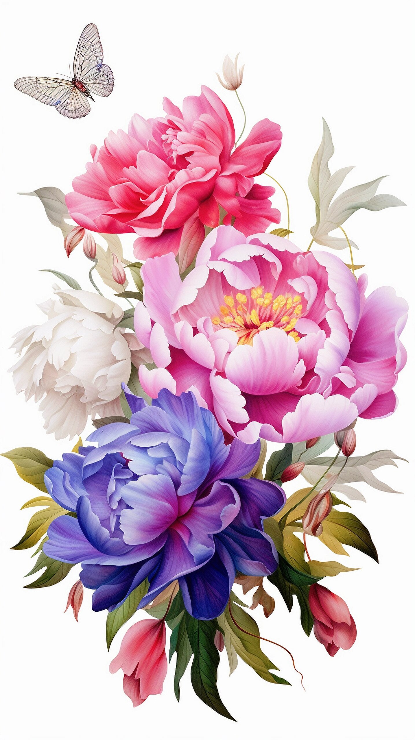 色彩艳丽大花朵(白底图)