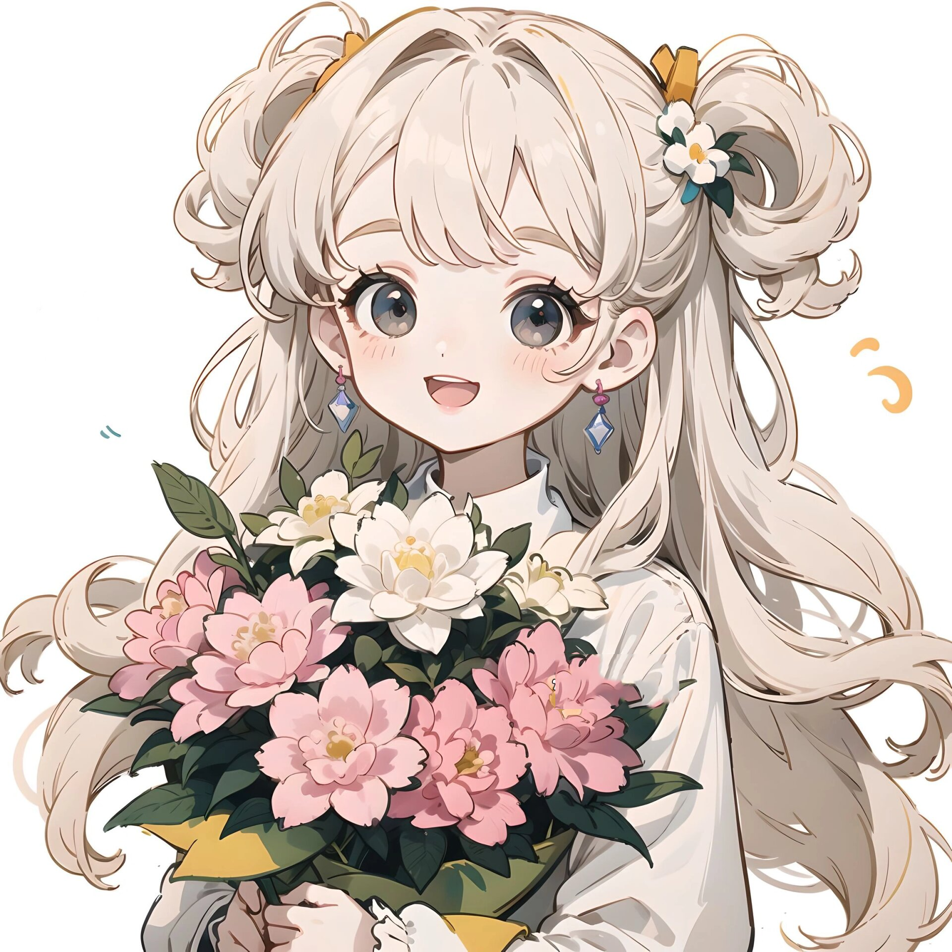 可爱女生头像抱花系列之山茶花