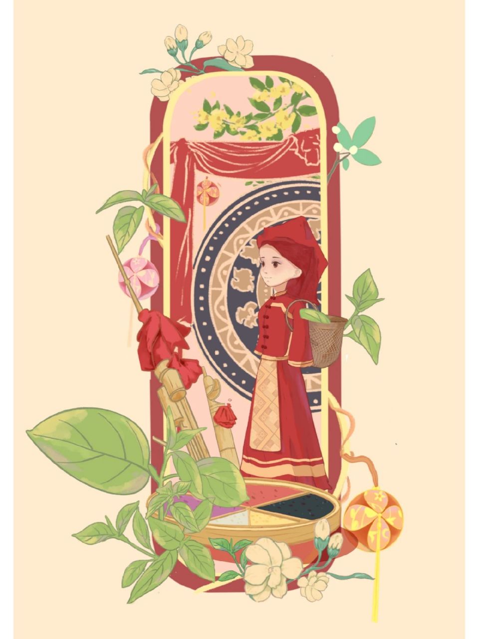 广西三月三五色糯米饭海报 广西壮族自治区三月三的五色糯米饭的海报