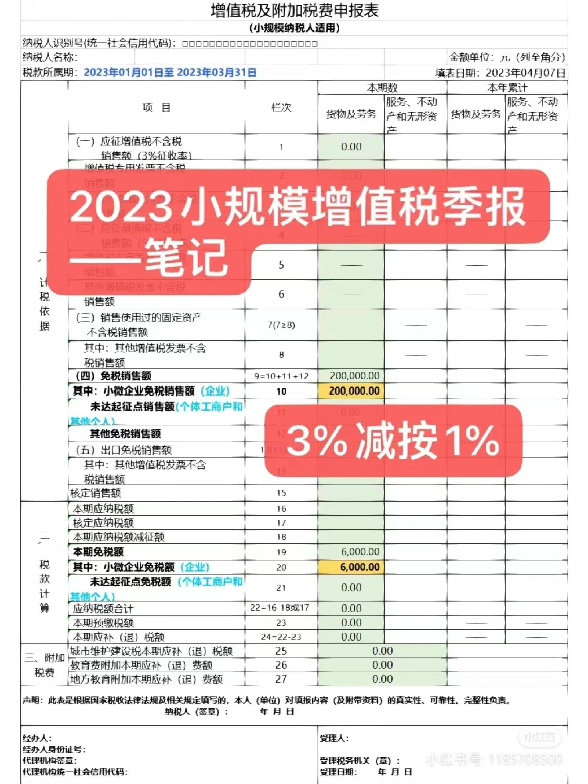 增值税申报表主表