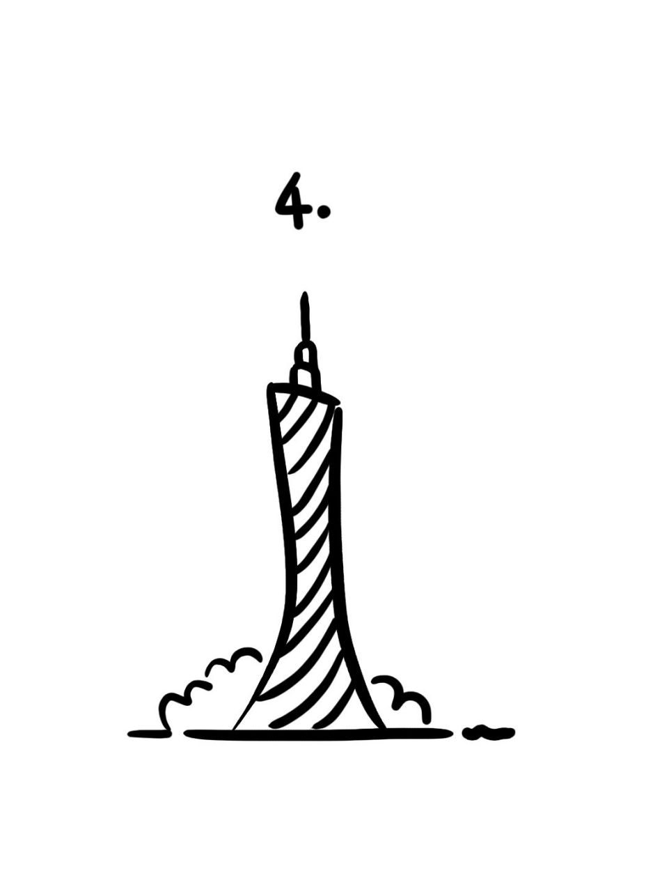 广州塔小蛮腰01 建筑简笔画教程 广州新地标广州塔-小蛮腰,你去看过吗