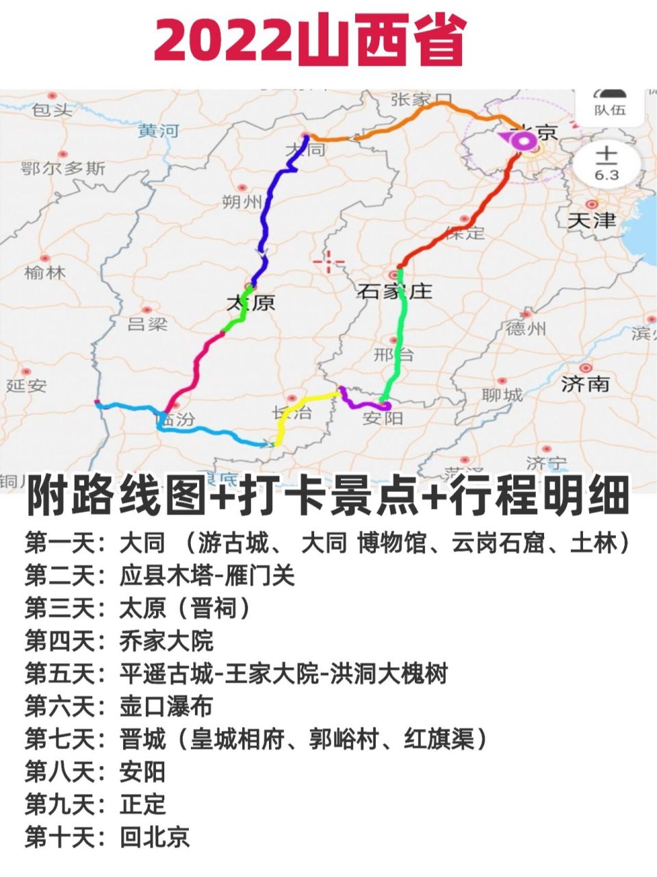 山西自驾游攻略99附路线图 行程明细 这次山西自驾游历时10天,基本