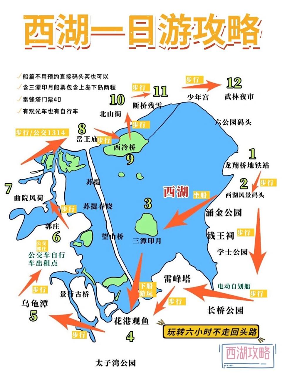 西湖一日游攻略92不走回头路  98路线: 龙翔桥地铁站 7415