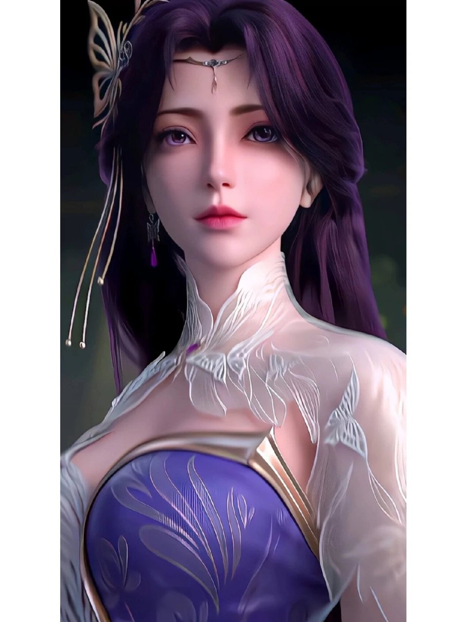 国漫女神壁纸第2期~云曦 这一期分享的是完美世界紫色凶兽云曦,出生于