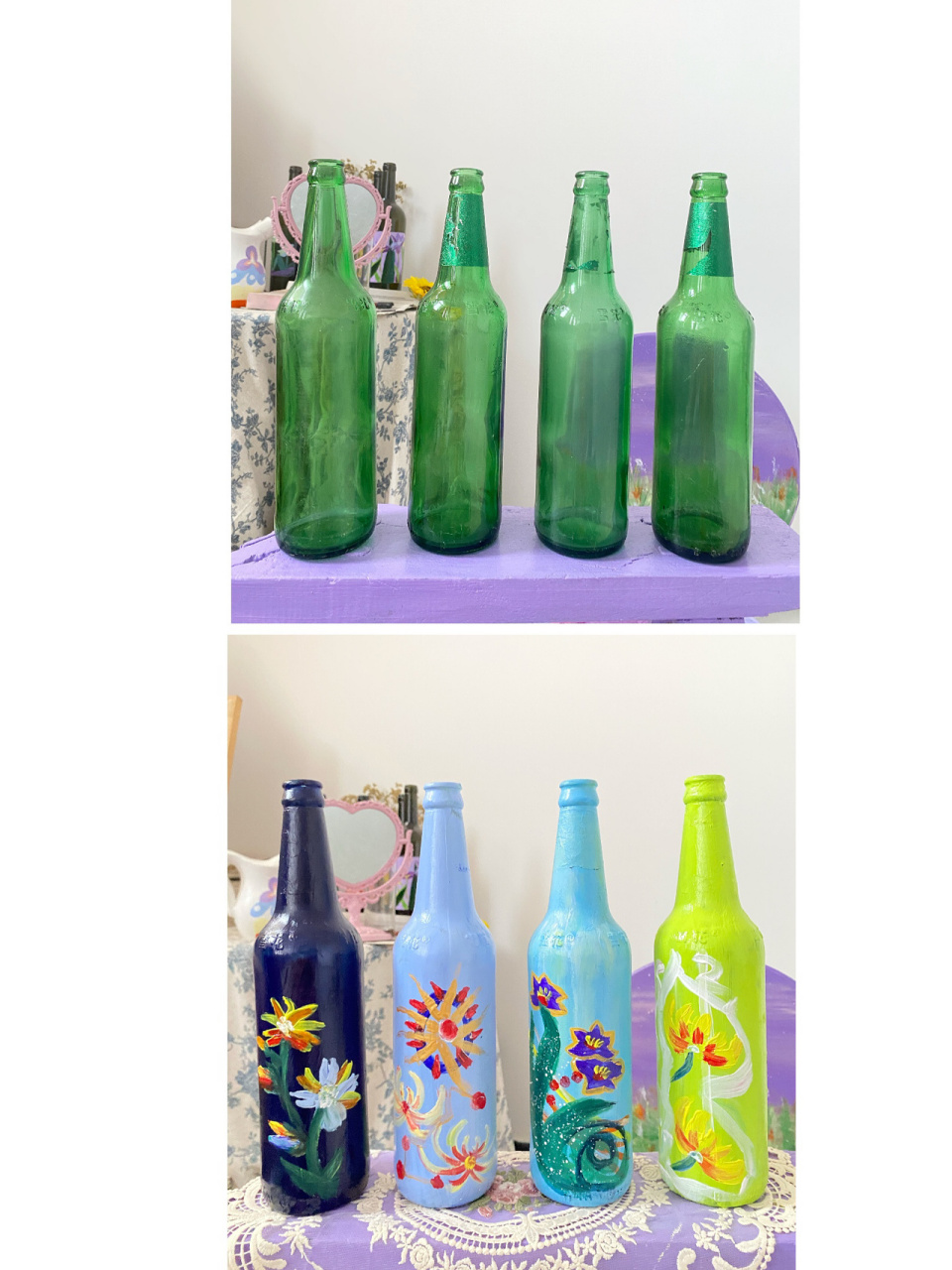 酒瓶画//瓶子画/原创内附简单步骤冷色系17 我之所以更新慢的原因