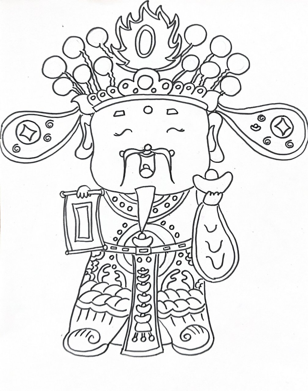 你们要的门神简笔画来啦 可以直接打印!