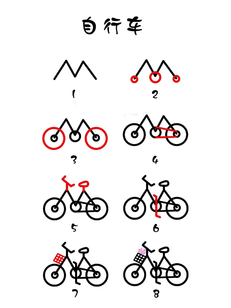 自行车绘画步骤图片
