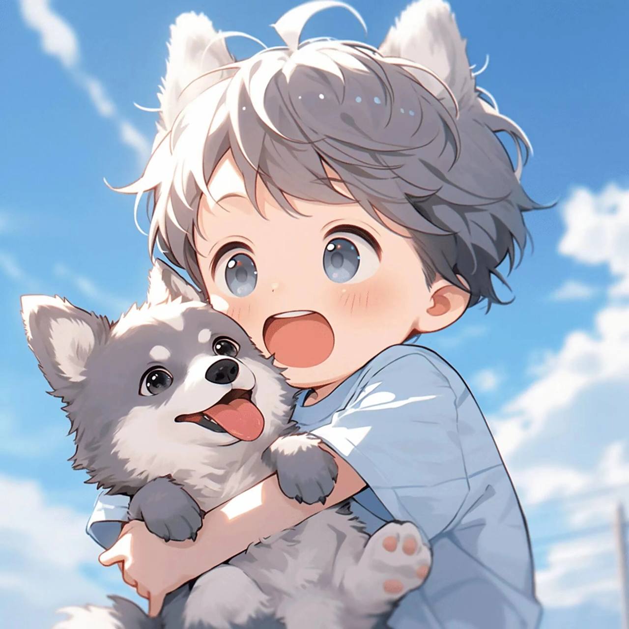 抱狗狗版可爱头像|男