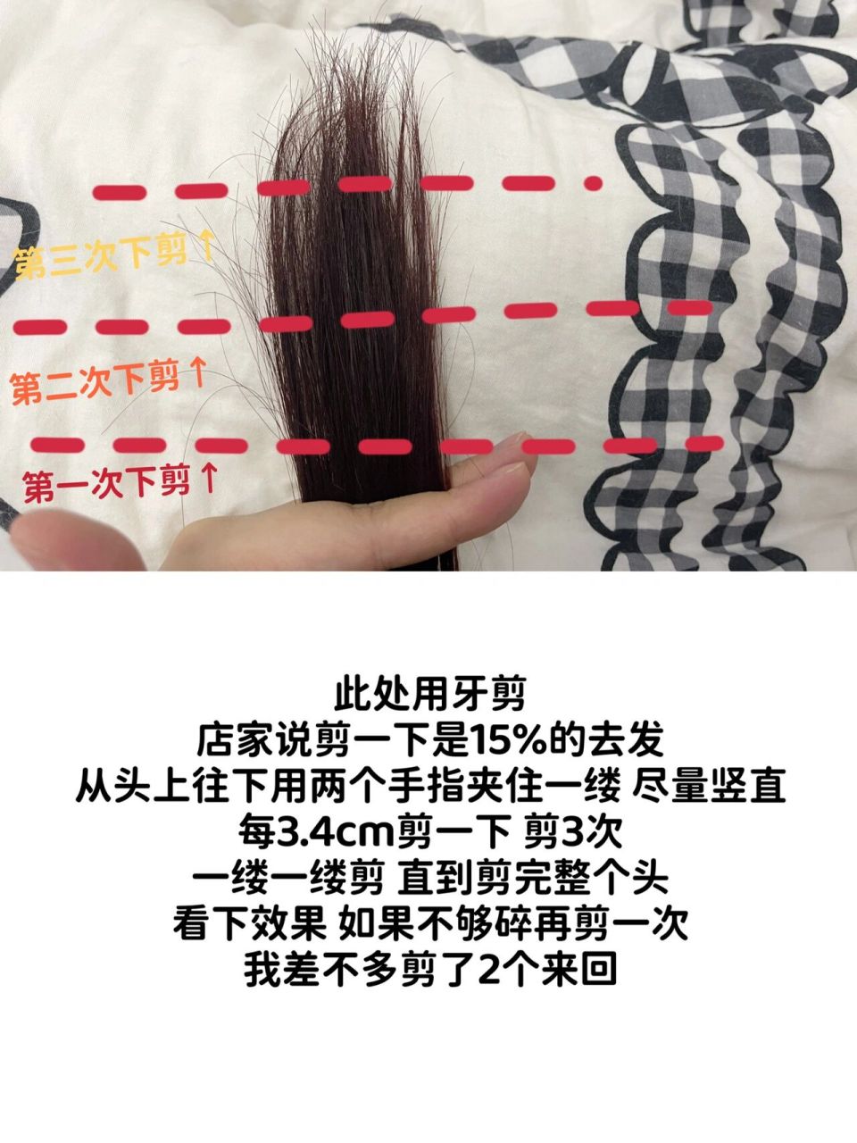 自己剪头 长发u型发尾【带教程】 图1.2.3是剪完  图4.