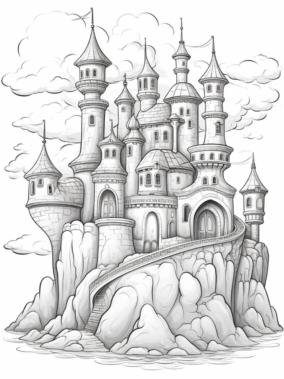 梦幻城堡,可以打印的小朋友涂色本 coloring page for kids…… 这是