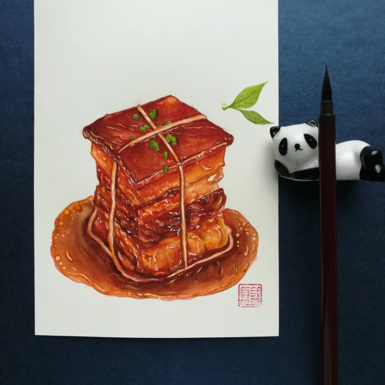 水彩|美食|东坡肉 (附步骤图