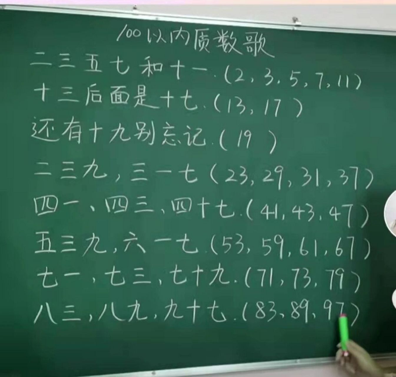 快速记住100以内质数表的口诀 快速记住一百以内质数表的口诀