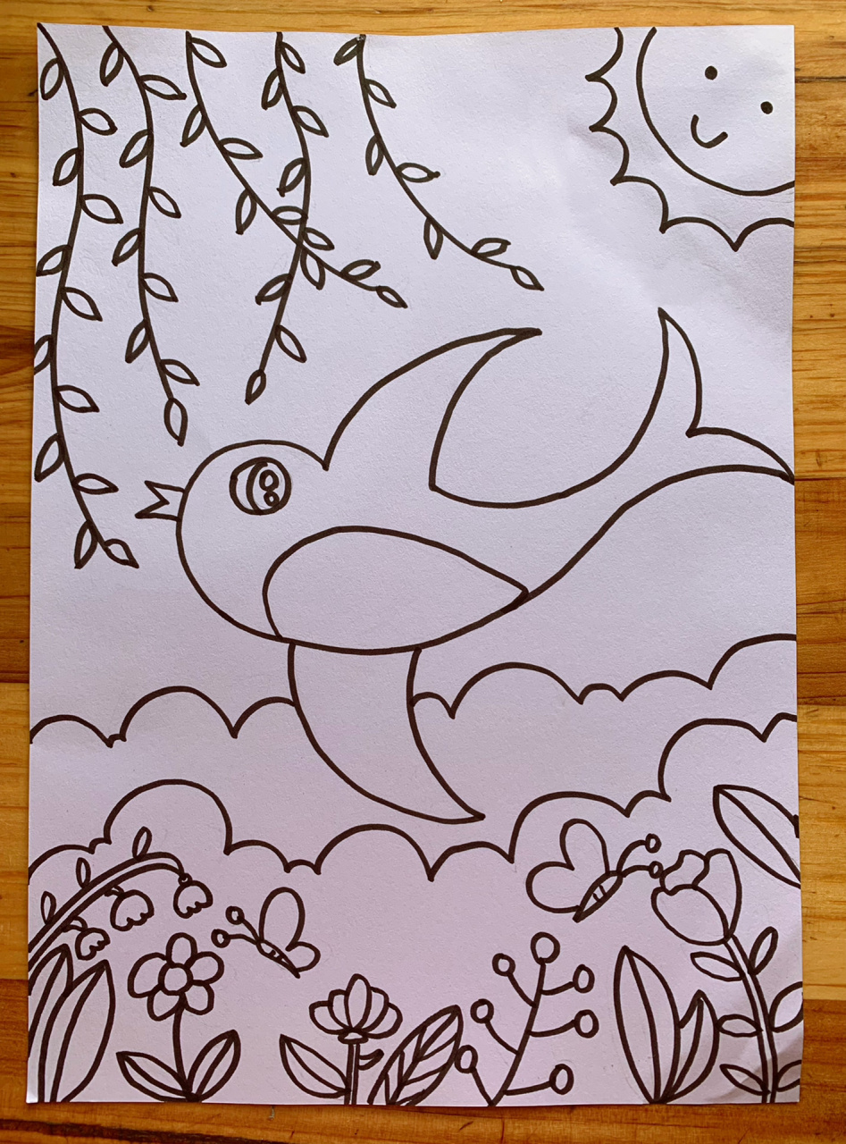 儿童美术96简笔画 儿童美术96是个3-6岁宝贝的简笔画,主题《春天