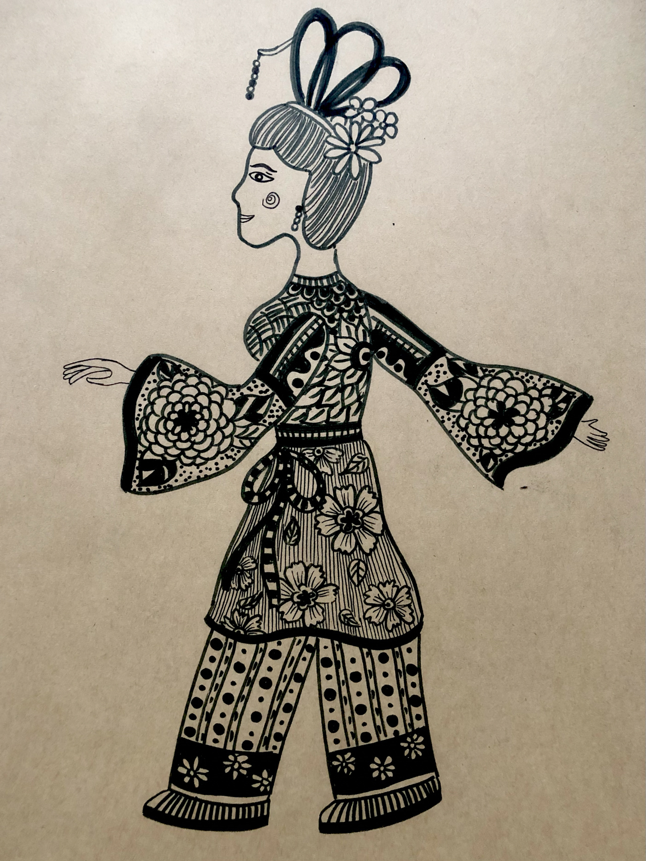 皮影/线描儿童画(附过程图) 临摹