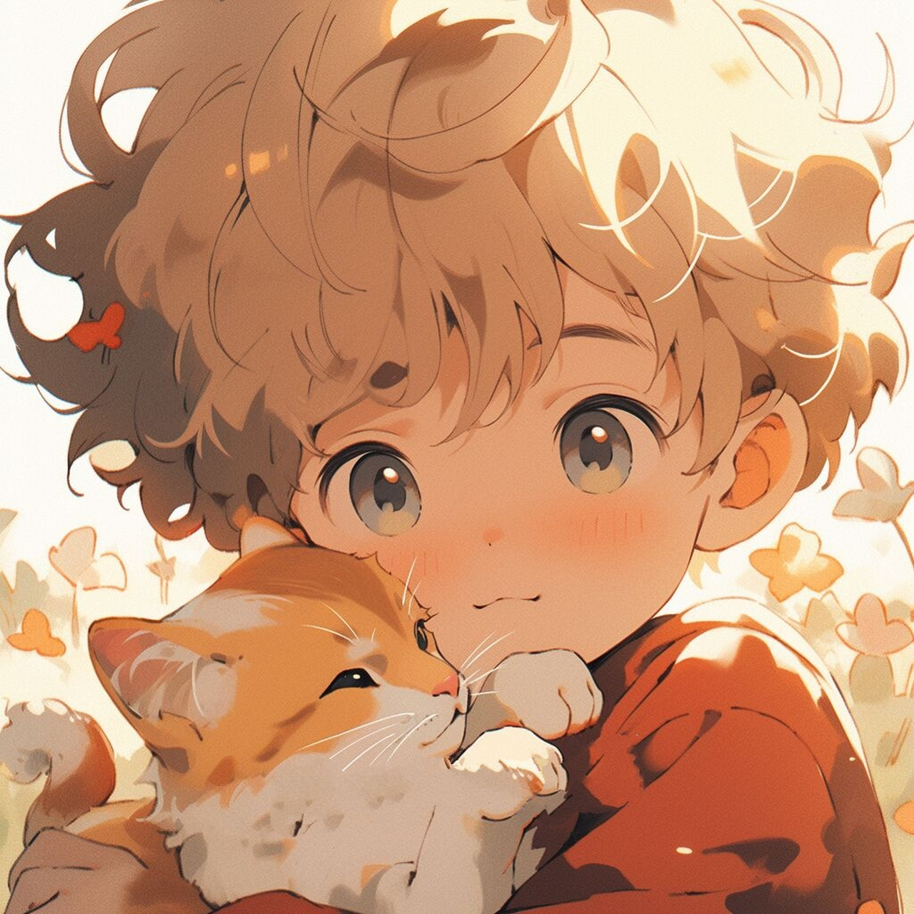 抱着猫咪的男生头像 | 可爱头像