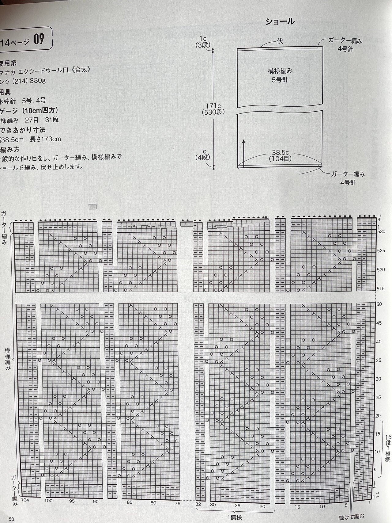 镂空花样棒针围巾 棒针编织