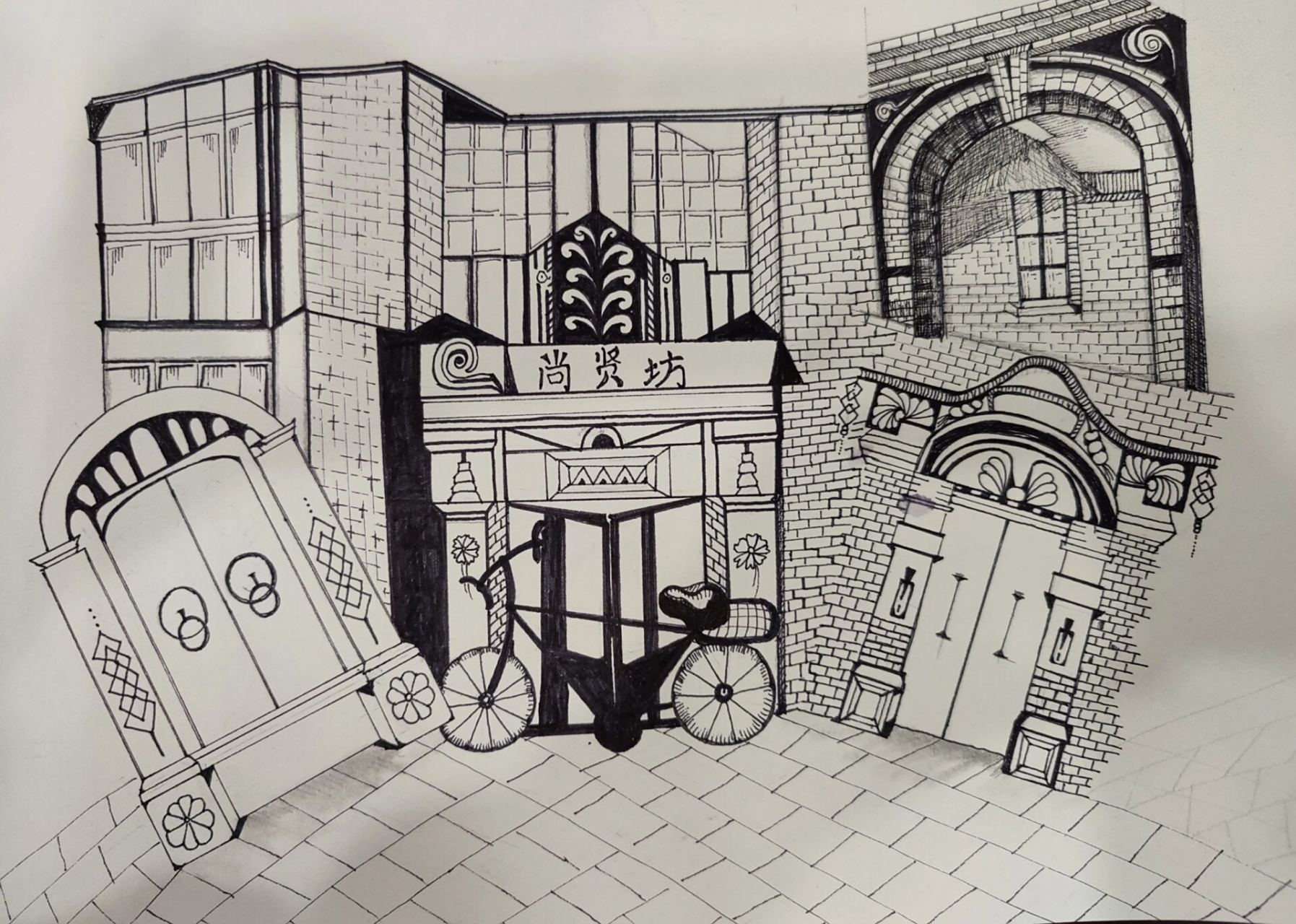 手绘画报:石库门