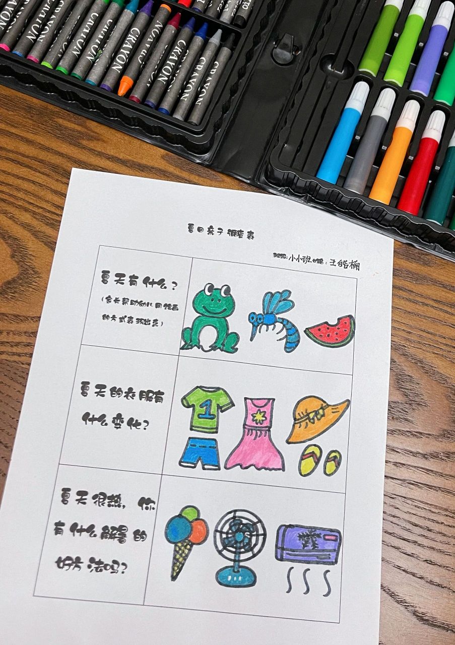 幼儿作业 | 夏日亲子调查表96 熬夜画的关于夏日亲子调查表,感觉太