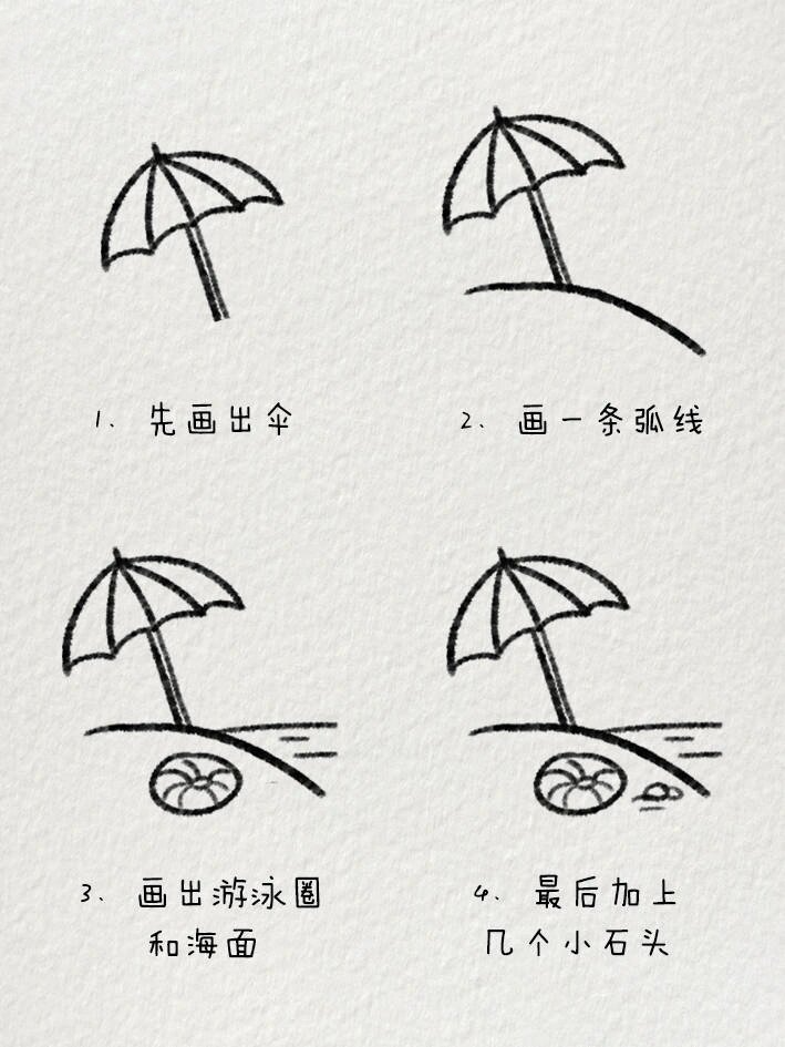 超简单的沙滩简笔画