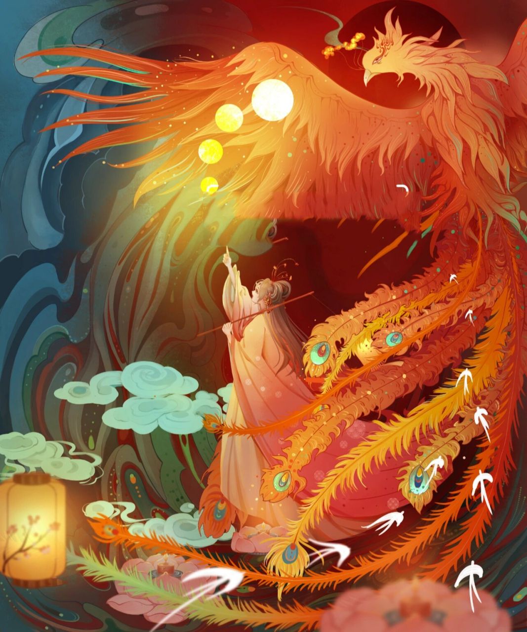 古风插画凤凰系列 我的第三张凤凰,卖断,授权,合作,nft都可以,喜欢的