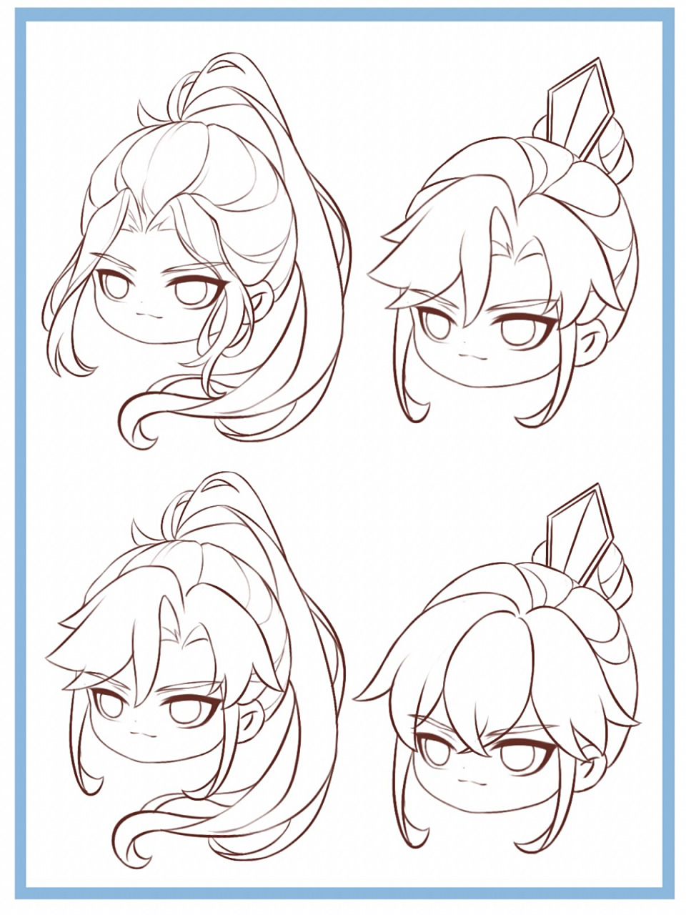 超绝的q版古风男生发型画法 有手就行 和大家分享一些古风男生发型