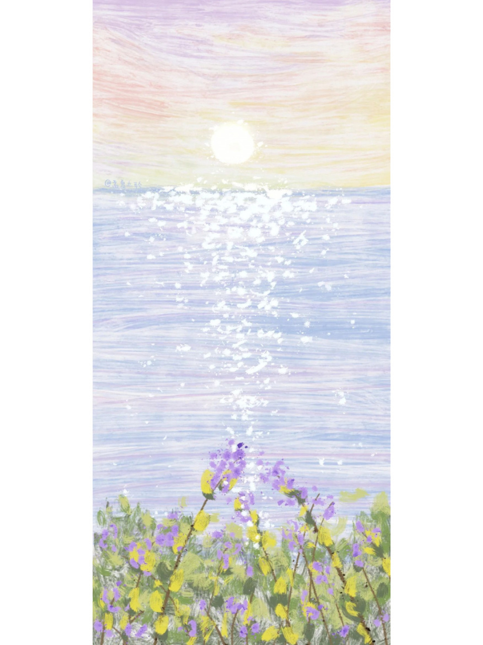 油画壁纸|海边清新油画手机壁纸来啦! 美美哒海边油画壁纸来啦!