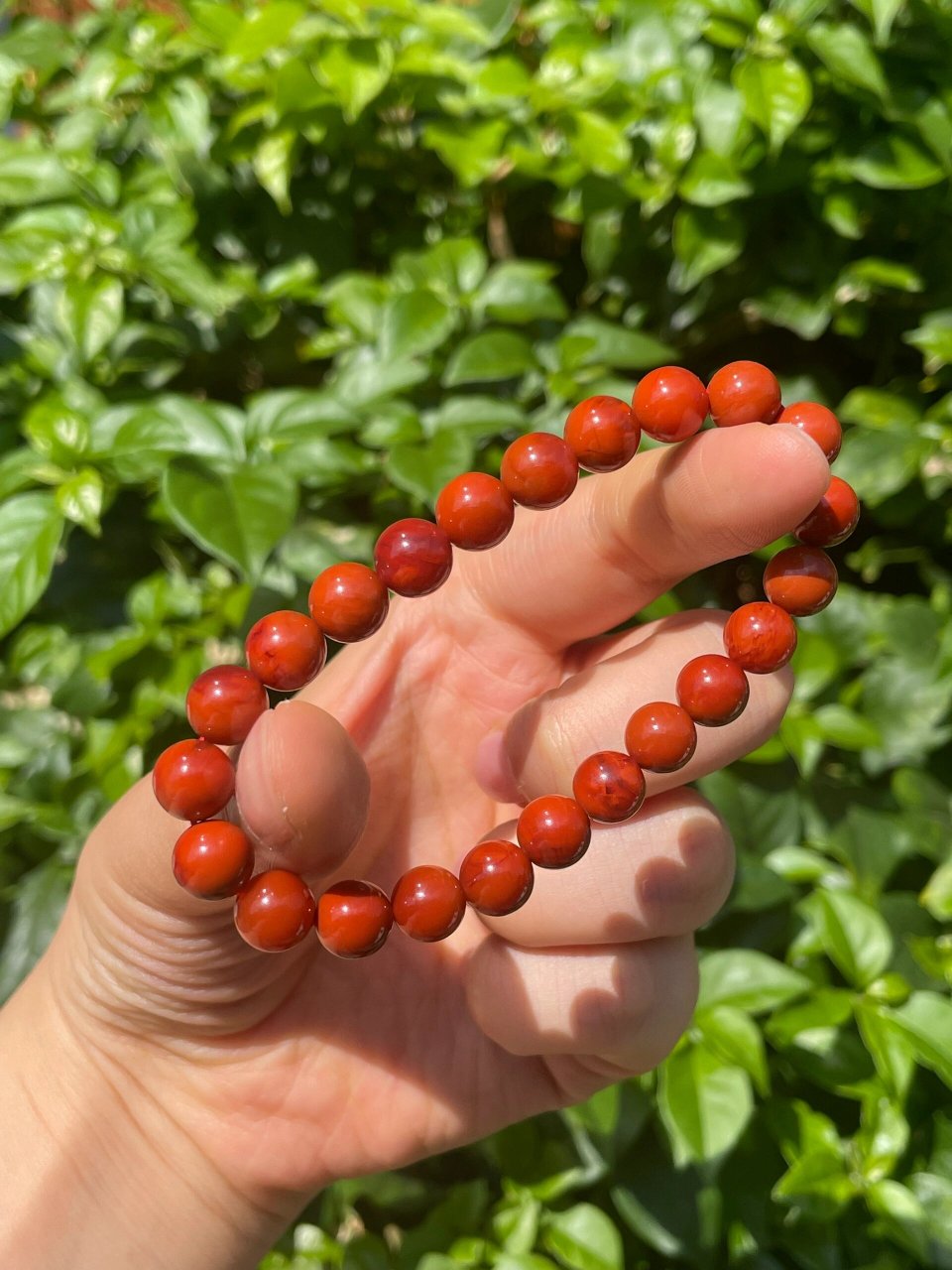 南红九口料火焰纹手串7515 全品原矿无胶裂 底色很好很红润 尺寸