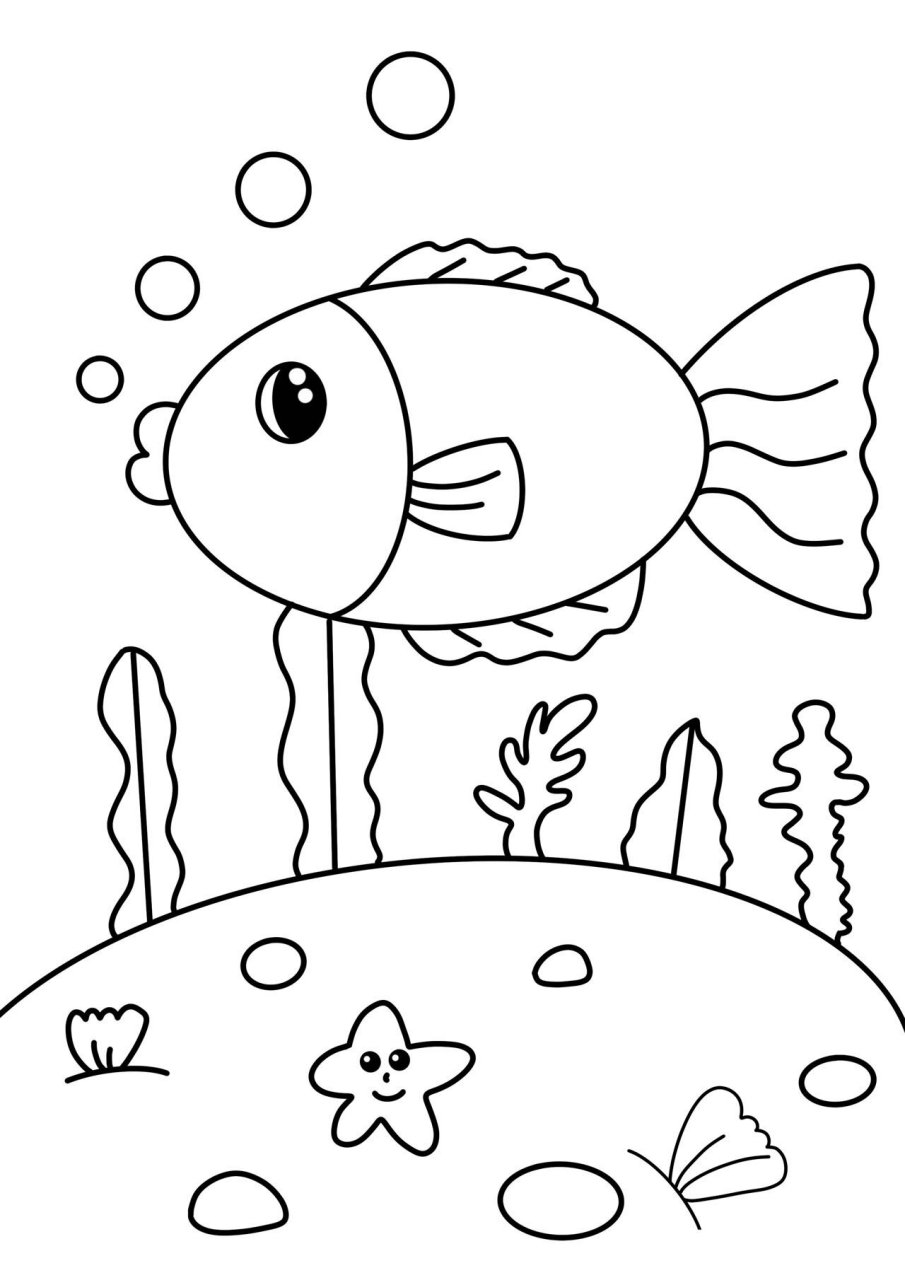 可爱的小鱼 简笔画 创意画 儿童画 带线稿