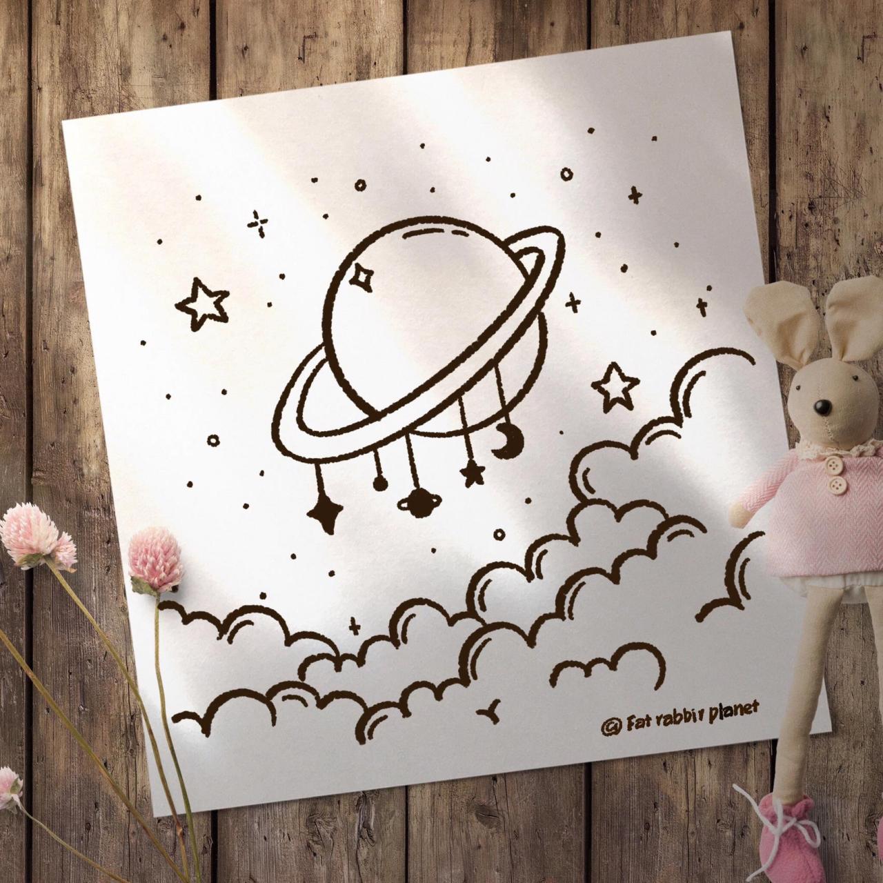 ins风简笔画 宇宙星球 一起画画吧 含步骤 想和你一起去看美丽的银河