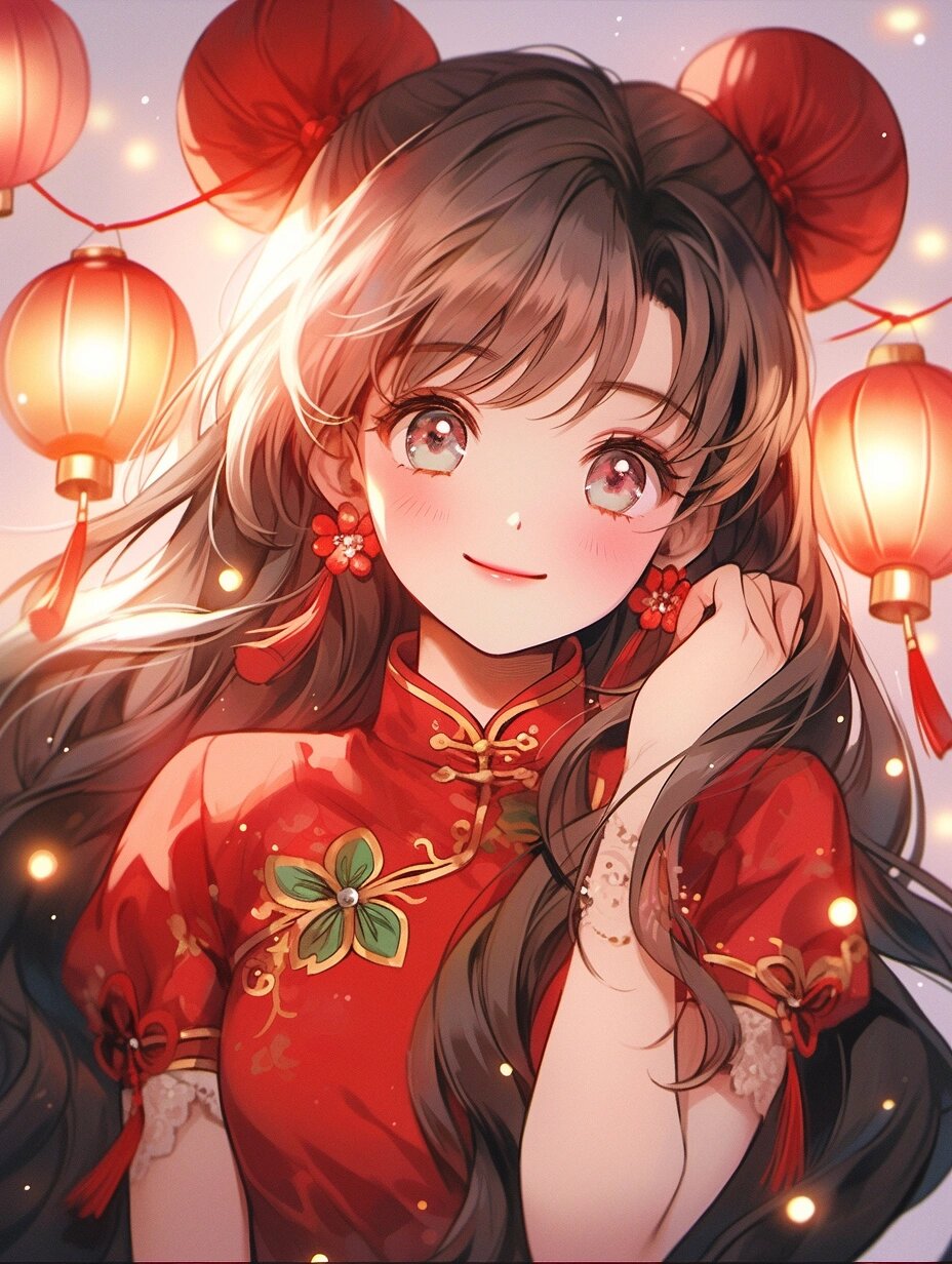 新年新头像[星r]好看红色喜庆女生动漫头像