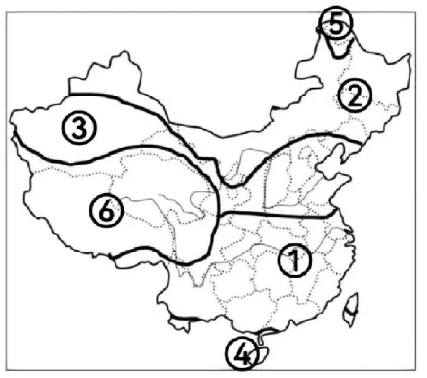 中国的温度带①_______带②_______带③_______带④_______带⑤