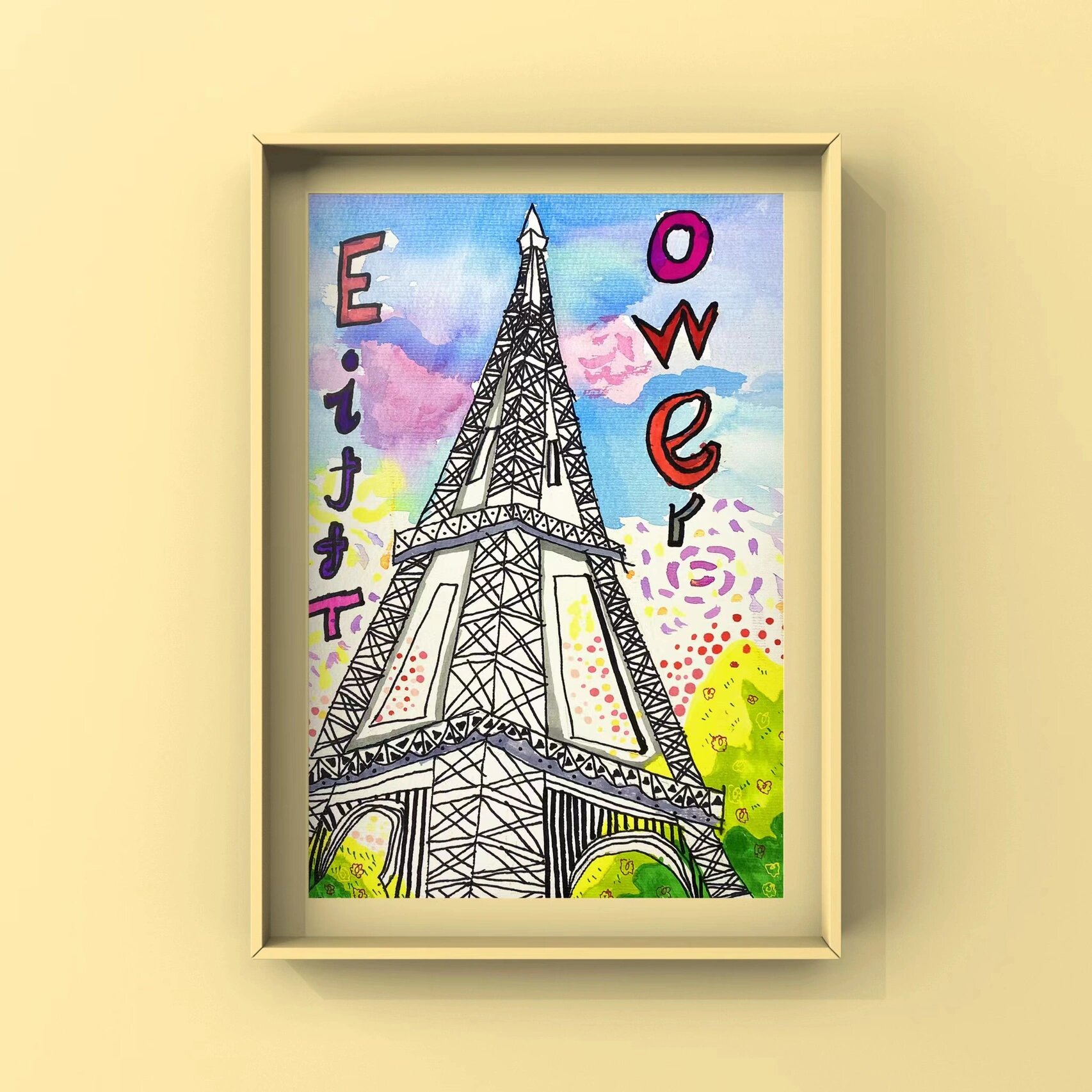 《埃菲尔铁塔》～6-7岁 黑白线面配上水彩颜料  真的绝配哟7815